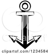 Clipart Of A Black And White Nautical Anchor 6 Royalty Free Vector Illustration