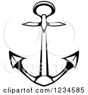 Clipart Of A Black And White Nautical Anchor 7 Royalty Free Vector Illustration