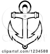 Clipart Of A Black And White Nautical Anchor 4 Royalty Free Vector Illustration