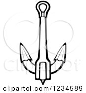 Clipart Of A Black And White Nautical Anchor 2 Royalty Free Vector Illustration