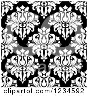 Poster, Art Print Of Seamless Black And White Damask Background Pattern 6