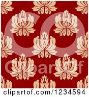 Poster, Art Print Of Seamless Red And Tan Damask Background Pattern