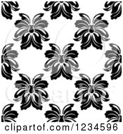 Clipart Of A Seamless Black And White Damask Background Pattern 8 Royalty Free Vector Illustration