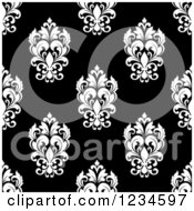 Poster, Art Print Of Seamless Black And White Damask Background Pattern 7