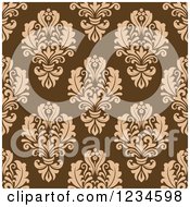 Clipart Of A Seamless Brown Damask Background Pattern Royalty Free Vector Illustration