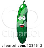 Clipart Of A Happy Cucumber Character Royalty Free Vector Illustration