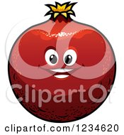 Clipart Of A Smiling Pomegranate Character Royalty Free Vector Illustration