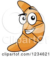 Clipart Of A Happy Croissant Character Royalty Free Vector Illustration