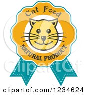 Poster, Art Print Of Happy Cat Face On A Food Ribbon Label
