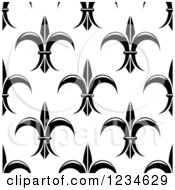 Clipart Of A Seamless Black And White Fleur De Lis Background Pattern 5 Royalty Free Vector Illustration