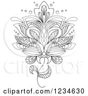 Clipart Of A Black And White Henna Flower 14 Royalty Free Vector Illustration