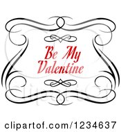 Be My Valentine Text With Black Swirls