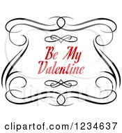 Clipart Of A Be My Valentine Text With Black Swirls Royalty Free Vector Illustration