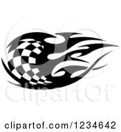 Poster, Art Print Of Black And White Flaming Checkered Racing Flag 3