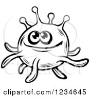 Clipart Of A Happy Black And White Amoeba Or Monster Royalty Free Vector Illustration