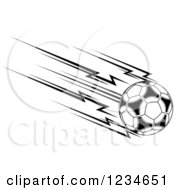 Poster, Art Print Of Black And White Flying Soccer Ball 6