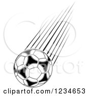 Clipart Of A Black And White Flying Soccer Ball 8 Royalty Free Vector Illustration