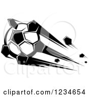 Clipart Of A Black And White Flying Soccer Ball 9 Royalty Free Vector Illustration