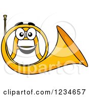 Clipart Of A Happy Frnech Horn Royalty Free Vector Illustration