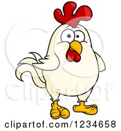 Clipart Of A White Rooster Royalty Free Vector Illustration