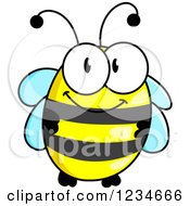 Clipart Of A Cute Happy Bee Royalty Free Vector Illustration