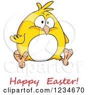 Poster, Art Print Of Chubby Yellow Chick And Happy Easter Text