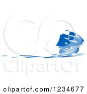 Clipart Of Blue Ships And Waves 3 Royalty Free Vector Illustration