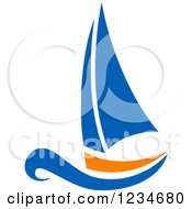 Clipart Of A Blue And Orange Sailboat 2 Royalty Free Vector Illustration