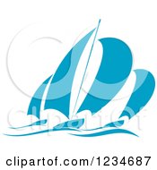 Poster, Art Print Of Blue Regatta Sailboats 9