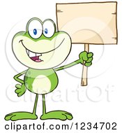 Poster, Art Print Of Frog Character Holding Up A Blank Sign