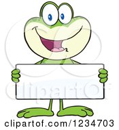 Poster, Art Print Of Frog Character Holding A Blank Sign