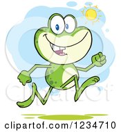 Poster, Art Print Of Frog Character Running On A Sunny Day