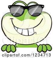 Poster, Art Print Of Frog Character Wearing Sunglasses And Smiling Over A Sign