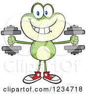 Poster, Art Print Of Frog Character Working Out With Dumbbells