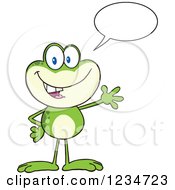 Clipart Of A Presenting And Talking Frog Character Royalty Free Vector Illustration