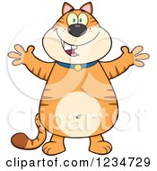 Clipart Of A Ginger Tabby Cat Standing With Open Arms Royalty Free Vector Illustration