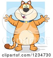 Poster, Art Print Of Mamalade Tabby Cat Standing With Open Arms