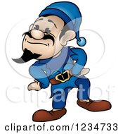 Clipart Of A Stern Dwarf In Blue Royalty Free Vector Illustration