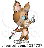 Clipart Of A Painter Rabbit Holding A Brush And Pointing Royalty Free Vector Illustration by dero