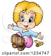 Poster, Art Print Of Happy Blond Girl Doll And Batteries