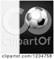 Poster, Art Print Of 3d Soccer Ball Over Black And White Mesh Panels