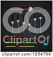 Poster, Art Print Of 3d Chrome And Colorful Slider Equalizer And Bar Switches On Black Mesh