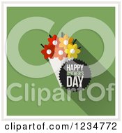 Poster, Art Print Of Flower Bouquet And Happy Mothers Day Text On Green