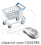 Poster, Art Print Of 3d Computer Mouse Wired To A Shopping Cart