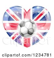 Poster, Art Print Of 3d Reflective British Union Jack Flag Heart And Soccer Ball
