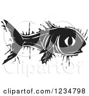 Poster, Art Print Of Black And White Woodcut Fish