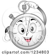 Poster, Art Print Of Happy Stopwatch Character Pressing A Button