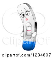 Clipart Of A Depressed Negative Pregnancy Test Mascot Royalty Free Vector Illustration