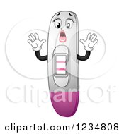 Clipart Of A Shocked Positive Pregnancy Test Mascot Royalty Free Vector Illustration by BNP Design Studio