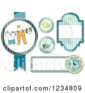 Poster, Art Print Of Blue Baby Boy Labels And Designs